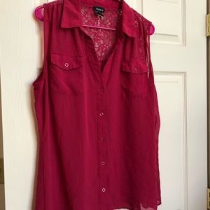 Torrid Pink Chiffon Lace Tank